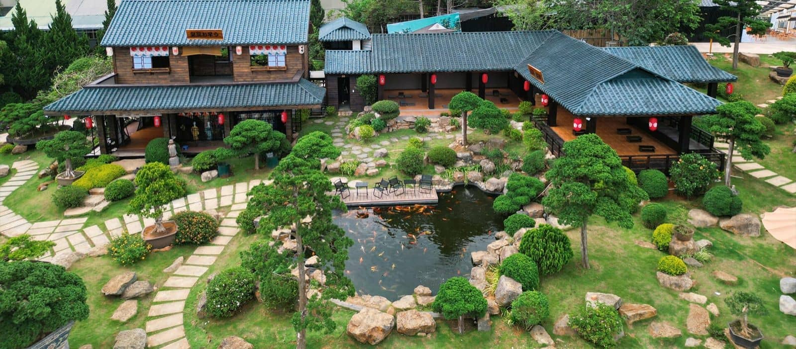 Toàn cảnh vườn Nhật Hoàng Long Ohayo nhìn từ trên cao